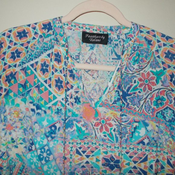 Feathers By Tolani Patterned Top Multi Color - Picture 2 of 8